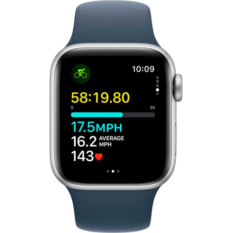Смартгодинник Apple Watch SE GPS 40mm Silver Aluminium Case with Storm Blue Sport Band – M/L