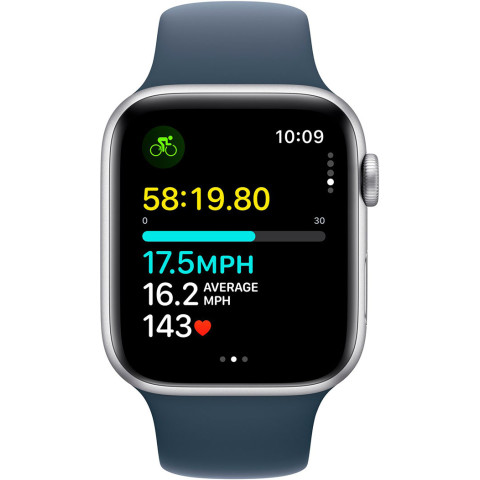 Смартгодинник Apple Watch SE GPS 44mm Silver Aluminium Case with Storm Blue Sport Band – S/M